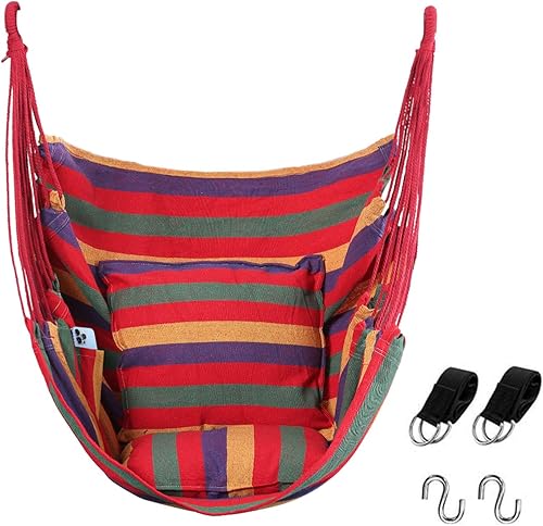 Miniatura 8 de Goutime Silla hamaca, columpio de techo de cuerda colgante bohemio, silla colgante de macramé para interiores, exteriores, dormitorio, exterior,