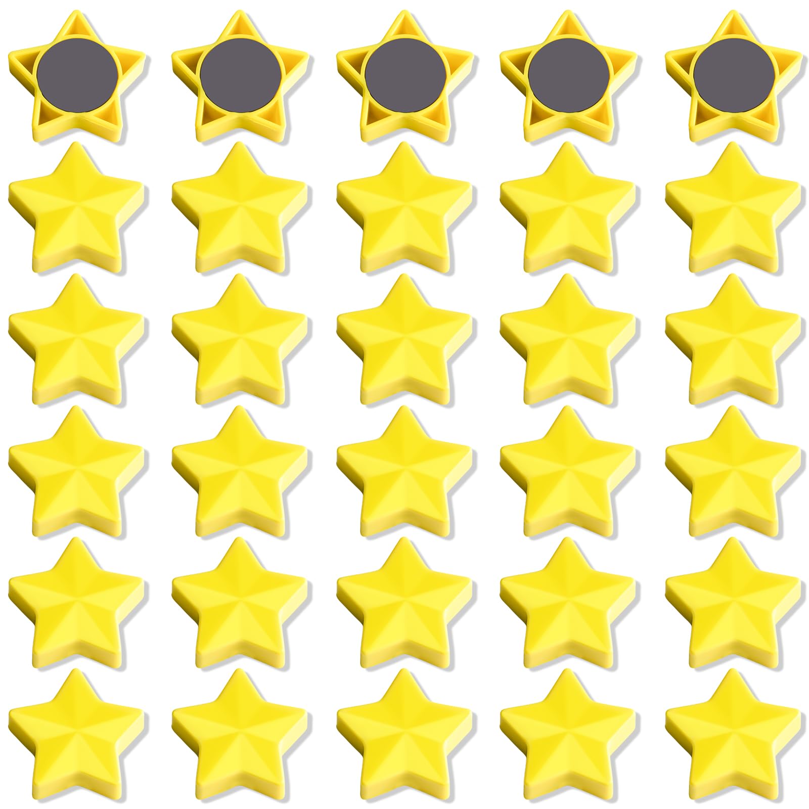 QOJOPU Fridge Magnets - 30PCS Strong Magnet Small Magnets Heavy Duty for Crafts, Cute Decorative Whiteboard Magnets for Adults, Mini Star Magnet for Notice Board, Kitchen, Office & Classroom - Yellow