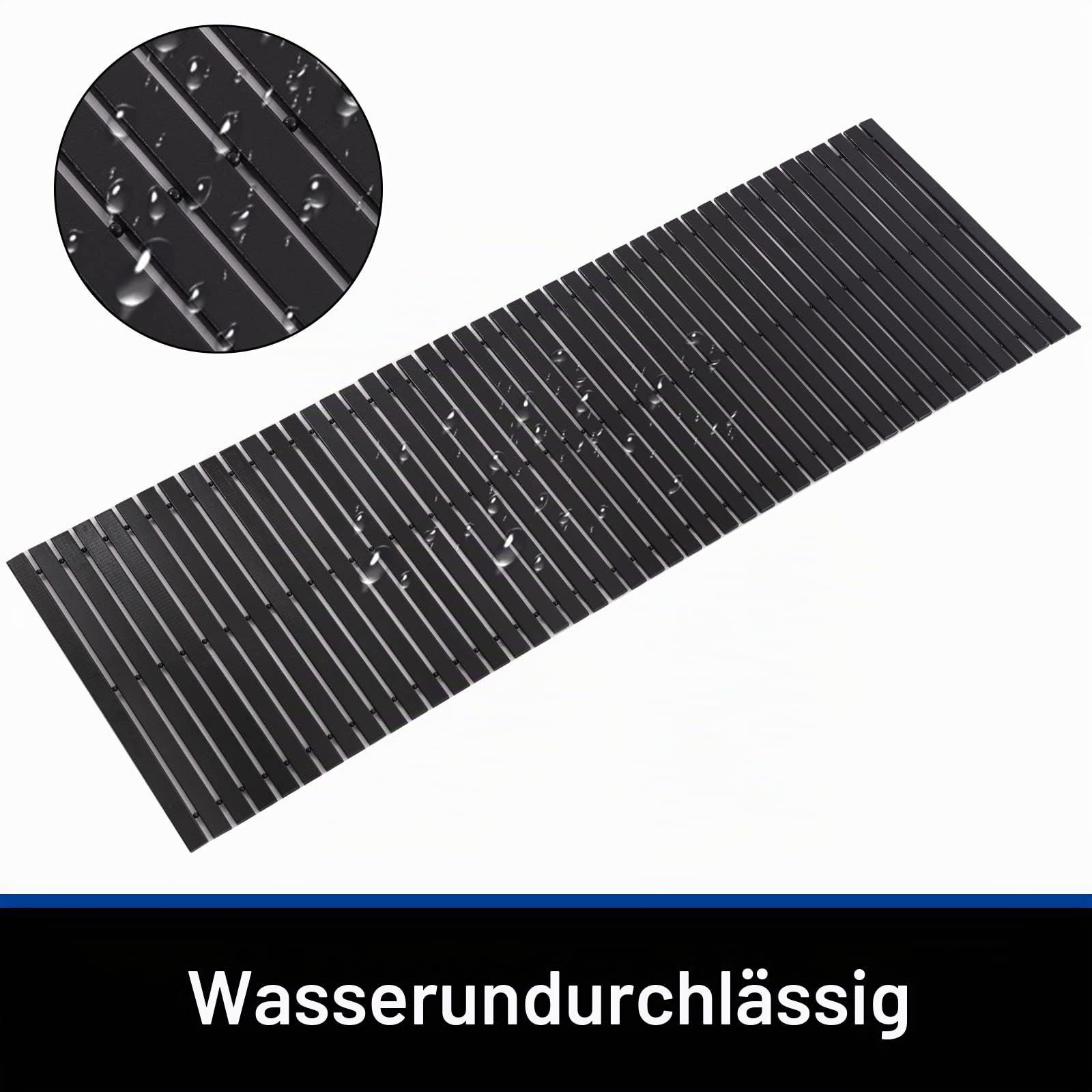 Bambus-Badematte, Badläufer, Langer, großer Badezimmerteppich, Boden, Holz, Dusche, Badewanne, wasserfest, rutschfest, Zubehör, 40,6 x 121,9 cm, leicht zu reinigen, schwarzer Bambus, 1 Stück