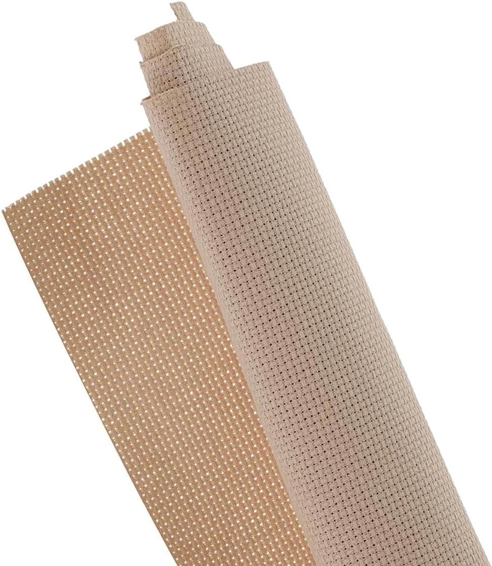 Essentials By Leisure Arts Aida Cloth, 14 Count, Beige, 12pc, Bulk, Cross Stitch Fabric, Embroidery Fabric, Cross Stitch Supplies for Crafting, Stitching, and Sewing Projects 15X18
