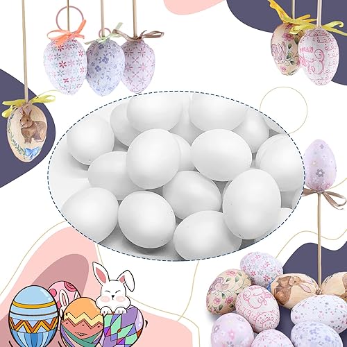 Miniatura 5 de 30 huevos falsos blancos de plástico, huevos de Pascua, huevos blancos realistas, huevos falsos para manualidades, pintura, fiesta, decoración del