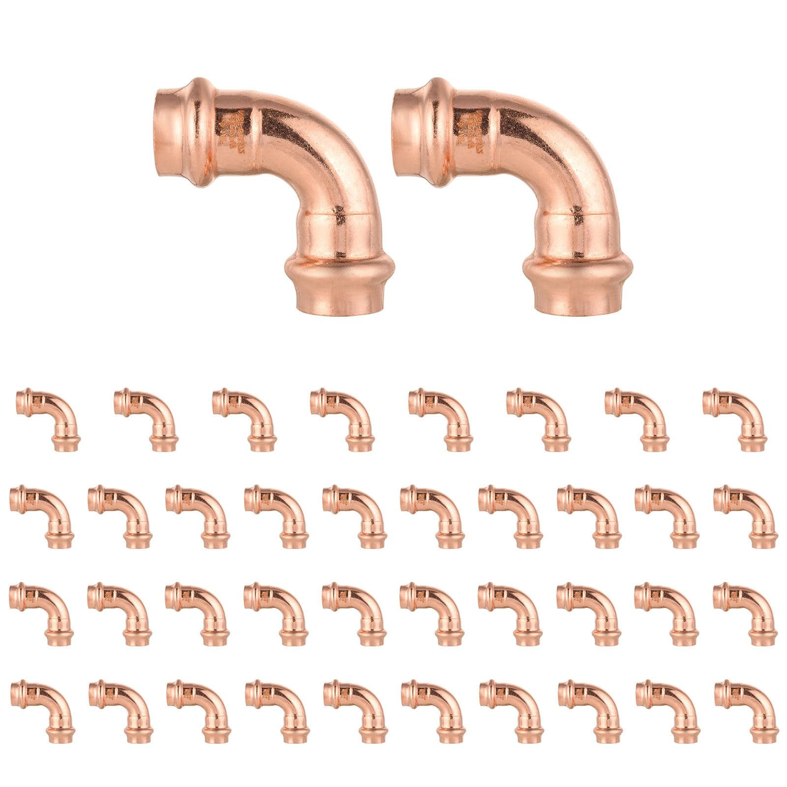 Paquete de 40 Codos de presión de Cobre GUOFIS, Codo de presión de 90 Grados de 1/2 Pulgada P x P para tuberías de Agua.