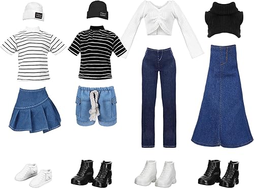 Geyoga 16 piezas de ropa de muñeca de Navidad y accesorios para muñecas de 11.5 pulgadas, accesorios de muñeca de mezclilla, ropa casual (estilo