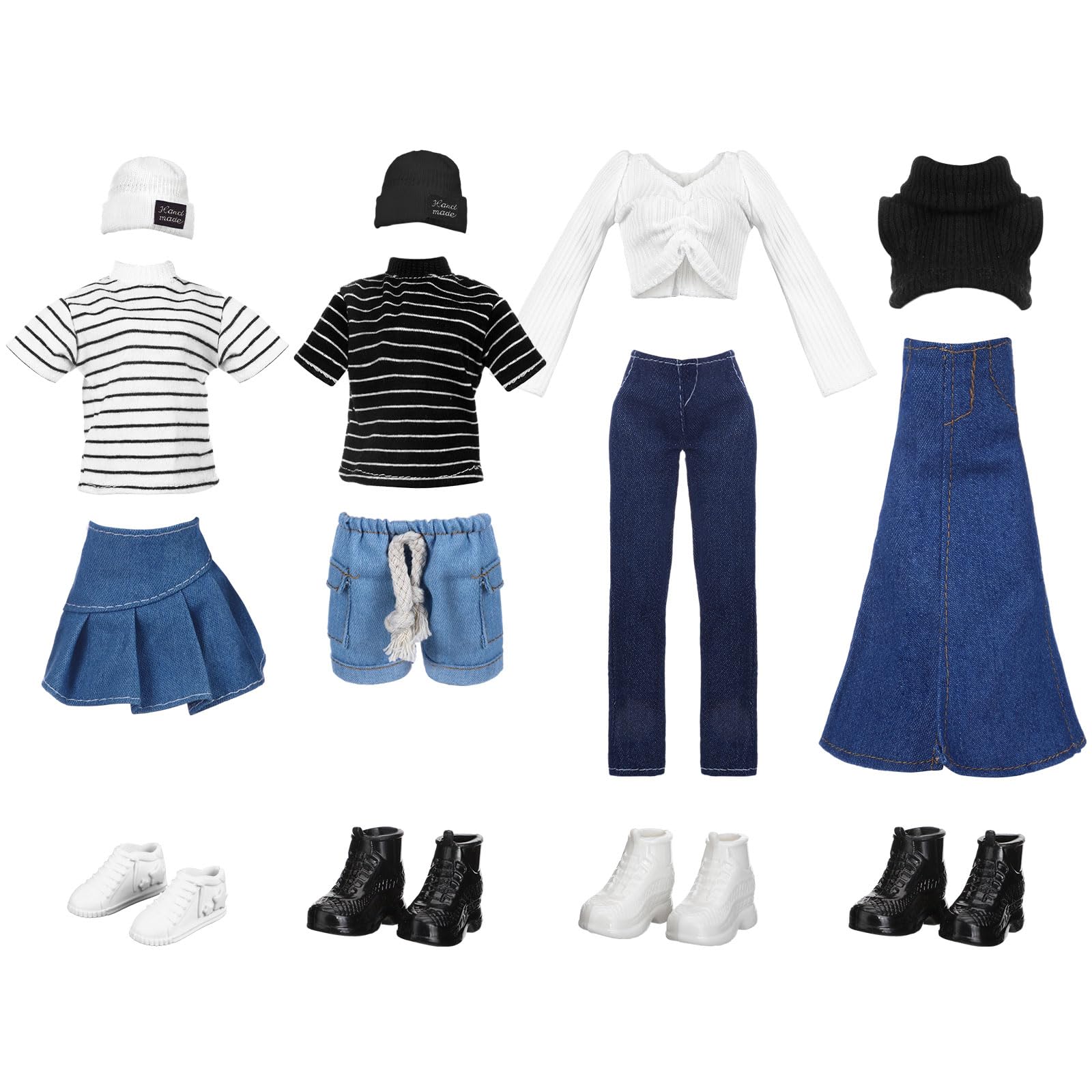 Geyoga 14 Pcs Spring Doll Clothes and Accessories for 11.5 Inch Doll Accessories Doll Denim Cotton Doll Cloth Doll Pants Shoes Casual Wear Clothes