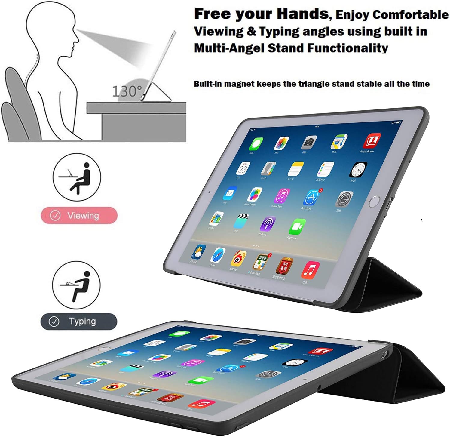 DuraSafe Cases for iPad 5th Gen 9.7" 2017 Silicone Case A1822 A1823 MP2F2LL/A MP2G2LL/A MPGT2LL/A MPGW2LL/A MP2H2LL/A MP2J2LL/A MP242LL/A MP252LL/A MPGA2LL/A MPGC2LL/A MP2D2LL/A MP2E2LL/A Black