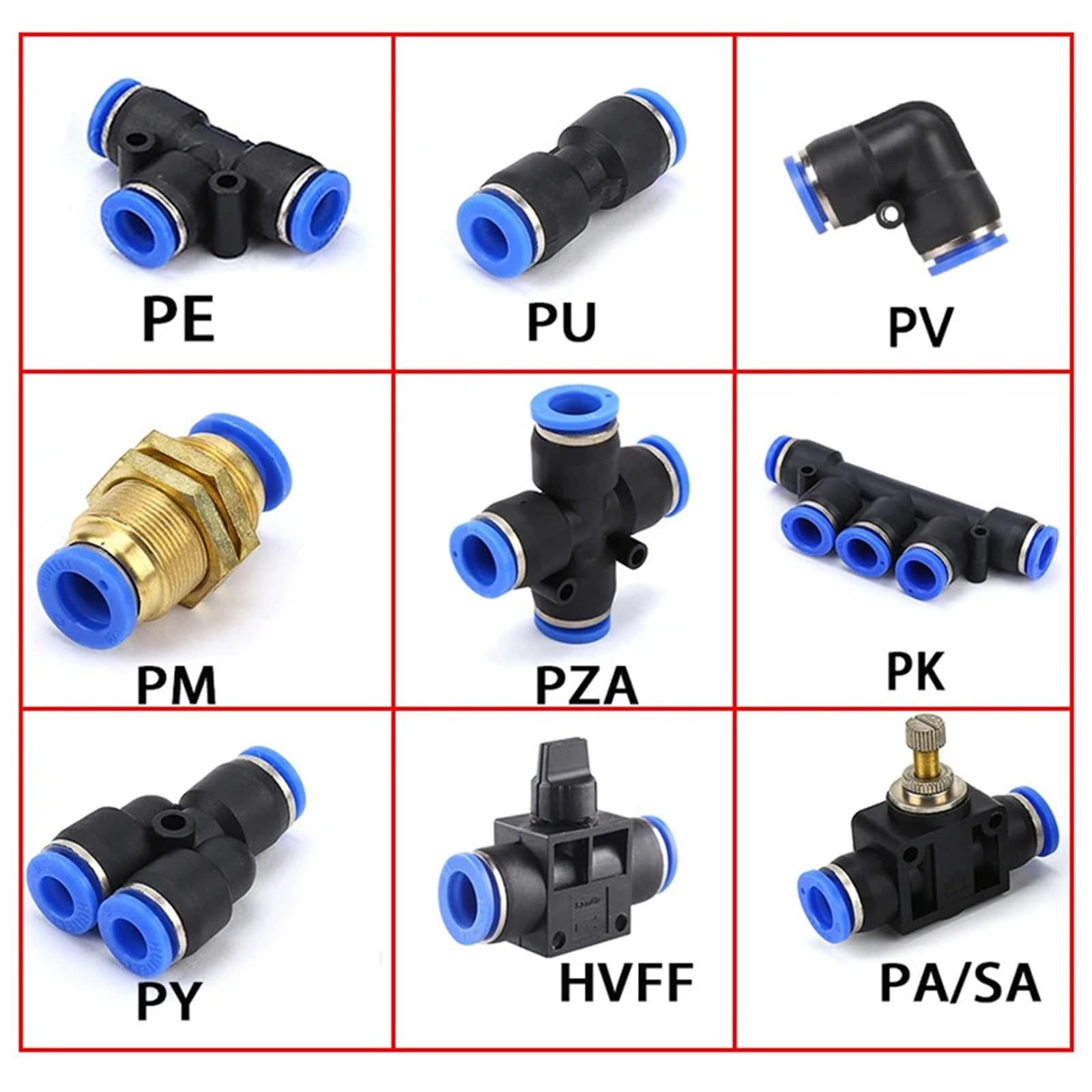Conector de tubería neumática, accesorios for tubos, manguera de plástico de 4mm, 6mm, 8mm, 10mm, 12mm, conectores PK/, HVFF/AP-SA, 1 Uds.(PK,Silver)