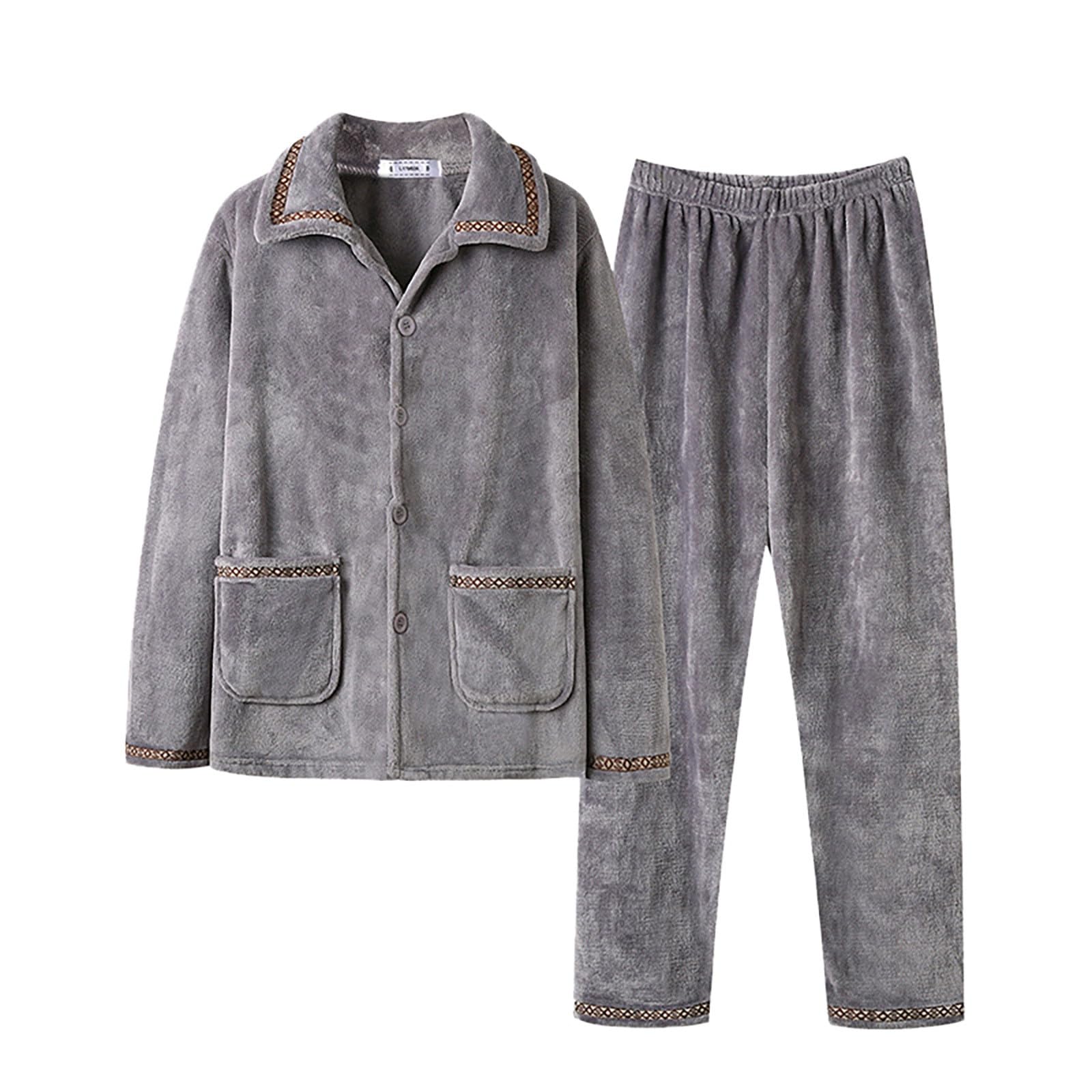 Herrenmode Freizeitkleidung weich bequem einfarbig Hemd Hose Pyjama-Set Home Service zweiteiliges Schlafanzug Outfit