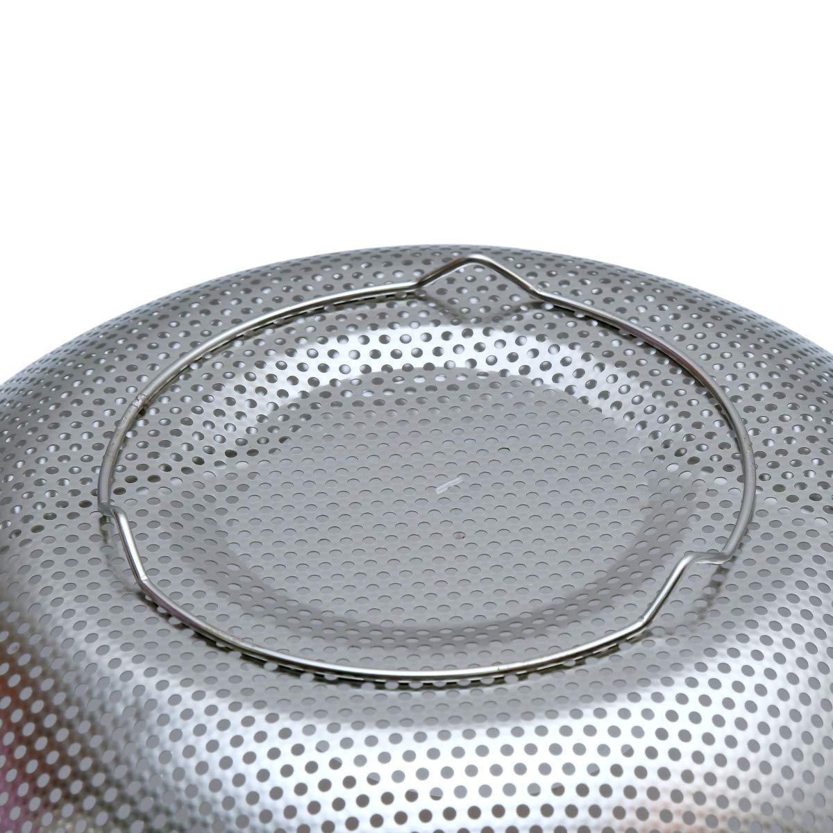 Lariox Multipurpose Stainless Steel Colander, Heavy Duty Strainer Vegetable Fruit Baskets Washing Sieve Drainer with Handle Kitchen Tools Rice Basin Drain Tray 2