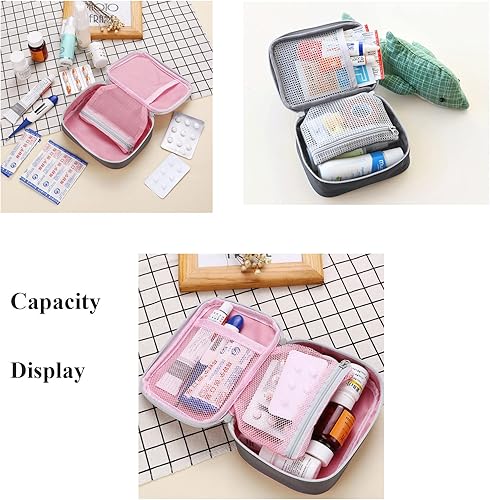 Vista 3 de Mini kit de primeros auxilios, paquete de 2 bolsas vacías para medicamentos, bolsa de almacenamiento para oficina, viaje, vehículo, playa, bolsa