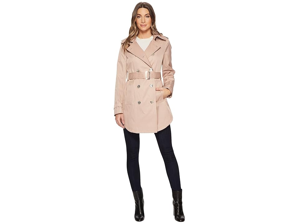 

Calvin Klein Double Breasted Trench with Hi Lo Hem (Hazelnut) Women's Coat