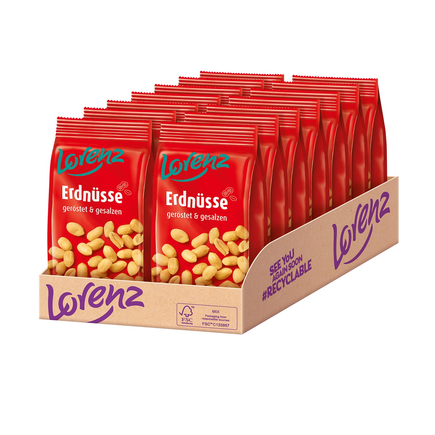 LORENZ | Erdnüsse geröstet & gesalzen | 14 x 200 g | vegan