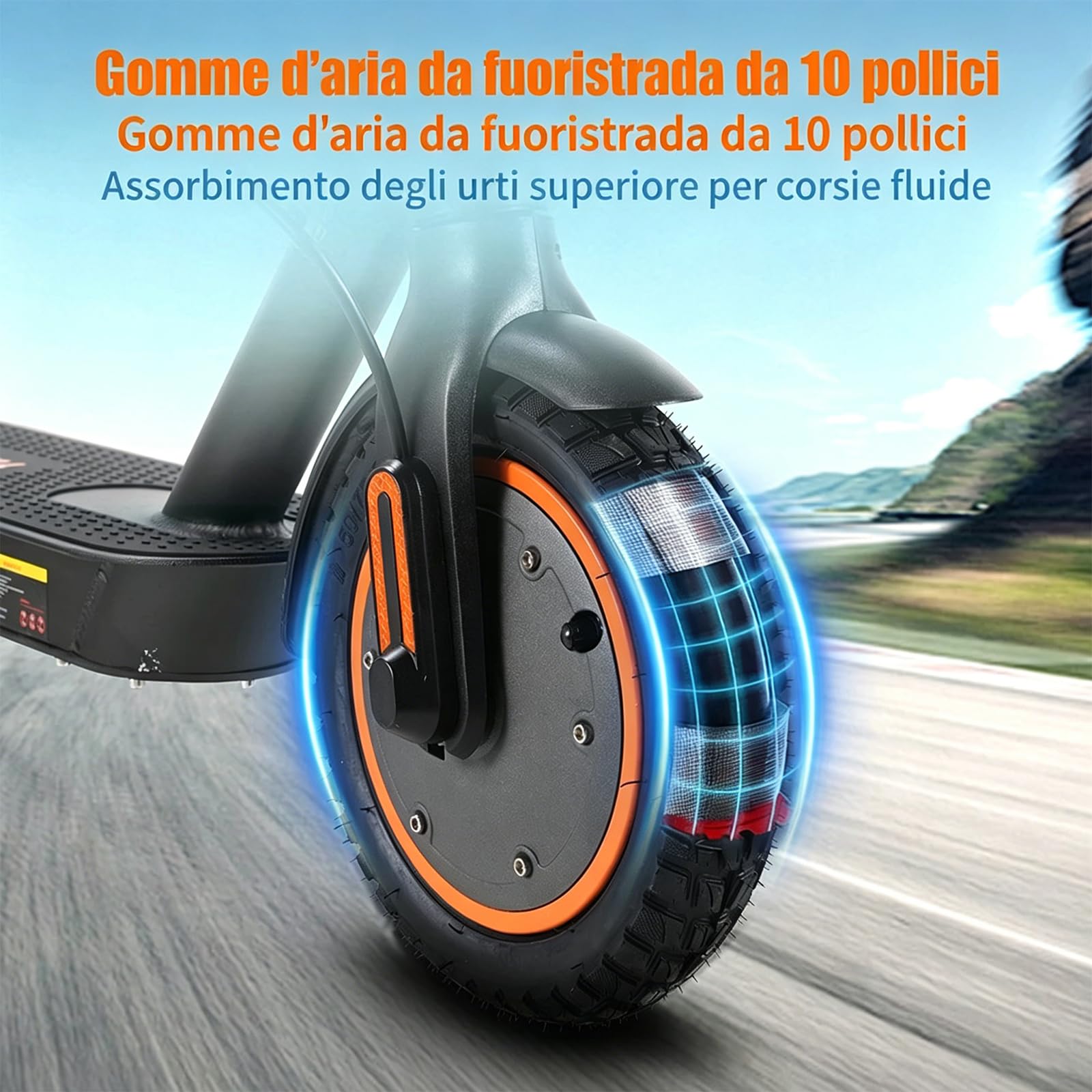 Monopattino Elettrico per Adulti, Pieghevole, Due Velocità, Controllo Tramite App, Display a LED, Batteria Da 36v 10.4ah, Pneumatici Da 10 Pollici, Ricarica Rapida, Portata Massima 100 Kg