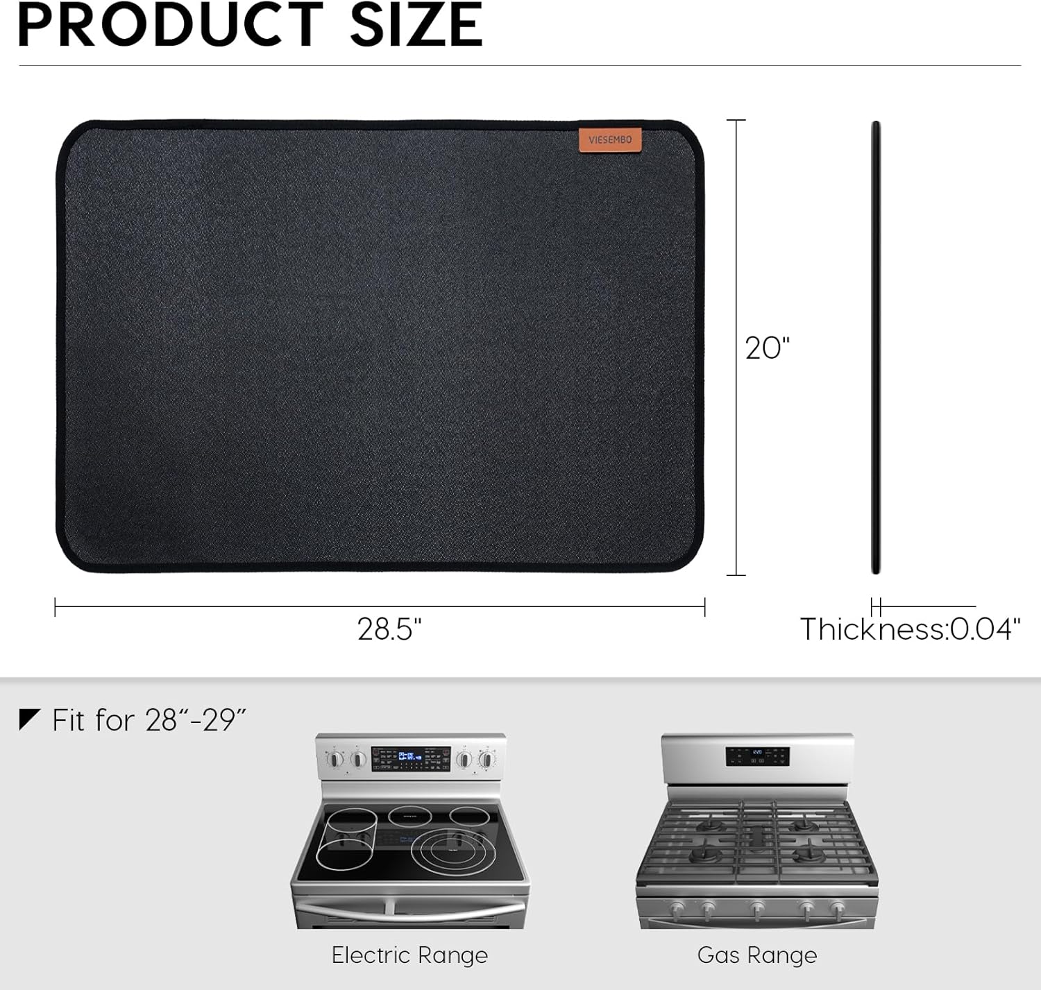 VIESEMBO Fireproof Stove Cover, 28.5×20 Inches Electric Stove Top Cover, Heat Resistant GlassTop Stove Cover Protector, Kitchen Flat Stove Top Covers for Electric Stove Black