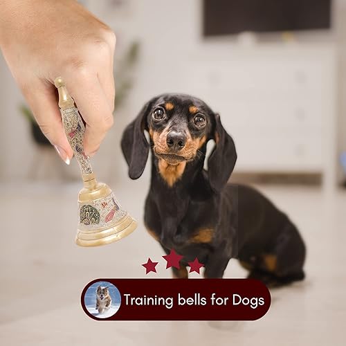 Miniatura 8 de Hashcart Campana de mano de latón  Campana Puja para Mandir  Pooja Ghanti indio para decoraciones de templos Diwali  Campanas de Navidad coloridas