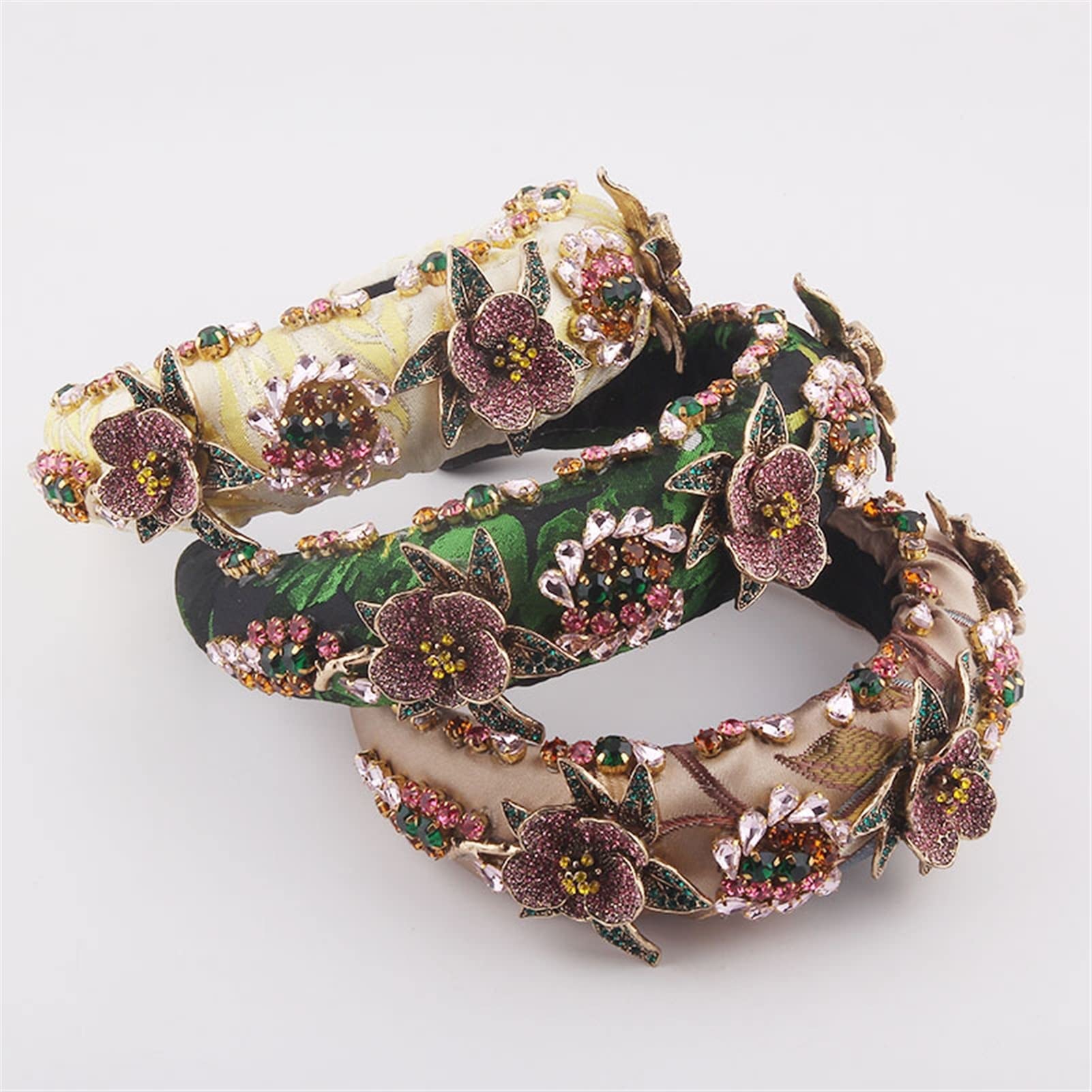 Fashion Baroque Inlaid Color Rhinestone Flower Spugna Fascia Ladies Prom personalità Temperament Temperamento Viaggio Hair Hoops Donna Cerchietti (Metal Color : 3)