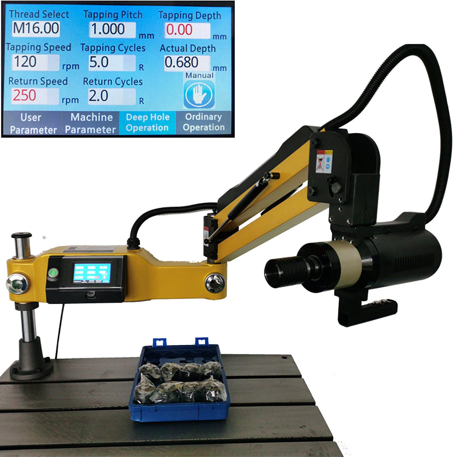 Maschiatrice Elettrica CNC M3-M16, Maschiatrice Universale a 360°, Design Touch Screen, Raggio di Lavoro 1 Mm, Maschiatrice Elettrica 0-312/Rpm