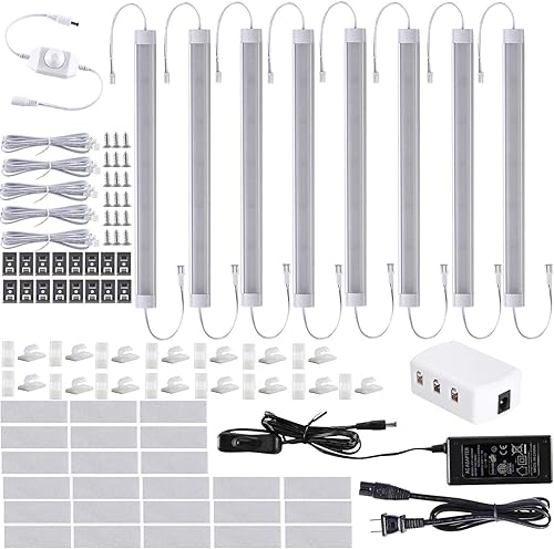 Lámparas LED para debajo de la encimera, tira de luces regulables de 12 pulgadas para gabinete de cocina, cableadas para debajo del gabinete,