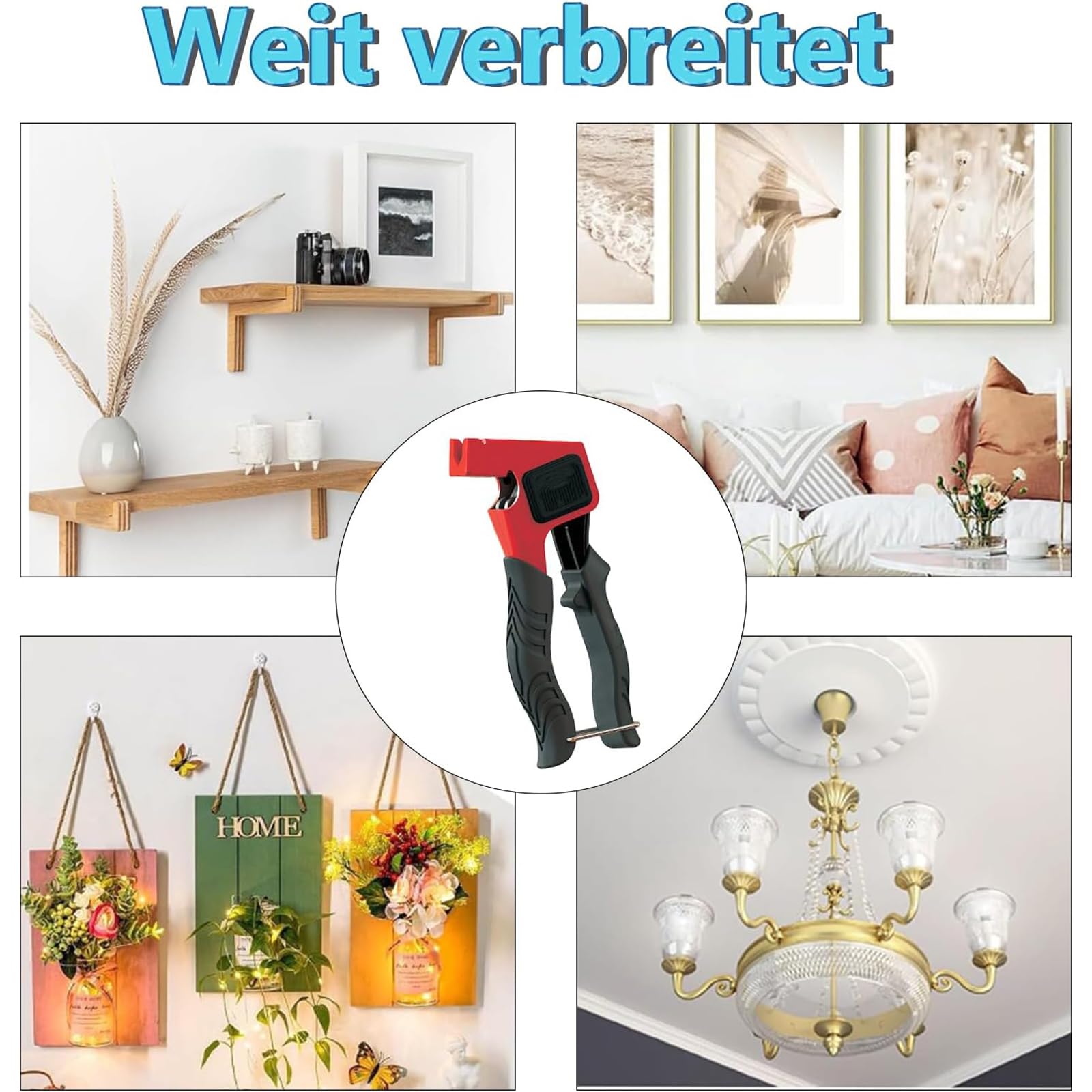 Montagezang für Hohlraumdübel Set, Hohlraumdübel Metal, Hohlraumbefestigung Montagezange, mit 30Pcs M4, M5, M6 Hohlraum Metalldübel mit Schrauben, Zum Befestigen von Wohndekorationen