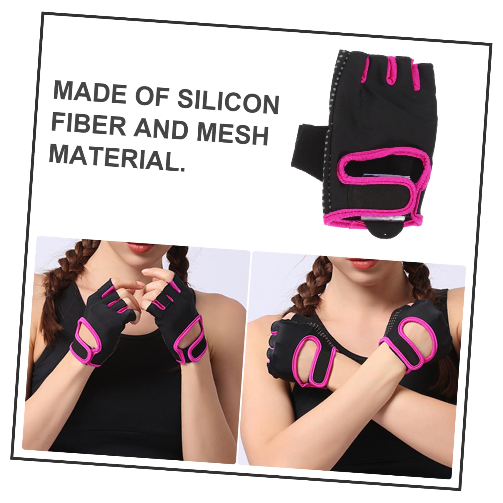 VANZACK 3piezas Guantes De Gimnasio Antideslizantes De Dedo para Hombre y Mujer para Fitness Yoga y Ciclismo Color Negro y Rosa Talla s