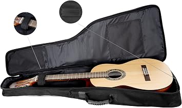 ROCKTILE 1/2 Classical Guitar Bag Padded Gig Bag Backpack Set 2 Outer Pockets Black