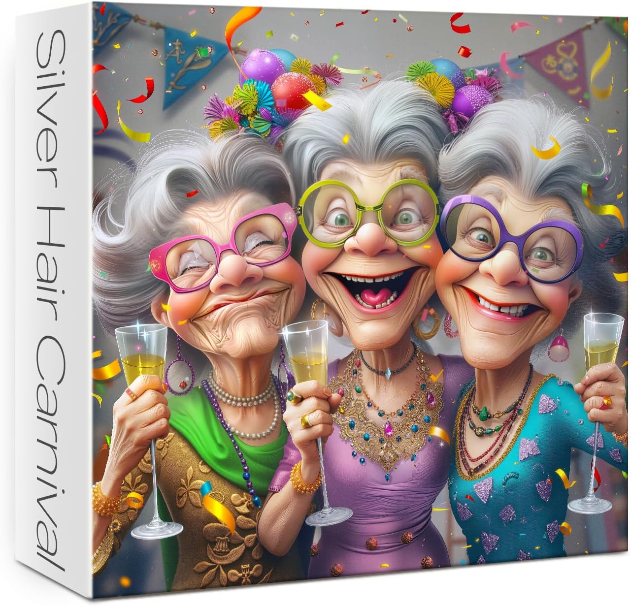Grandma Friendship Puzzles for Adult 1000 Pieces. Funny Grandma Party Jigsaw Puzzles. Challenging Cute Old Woman Art Puzzles