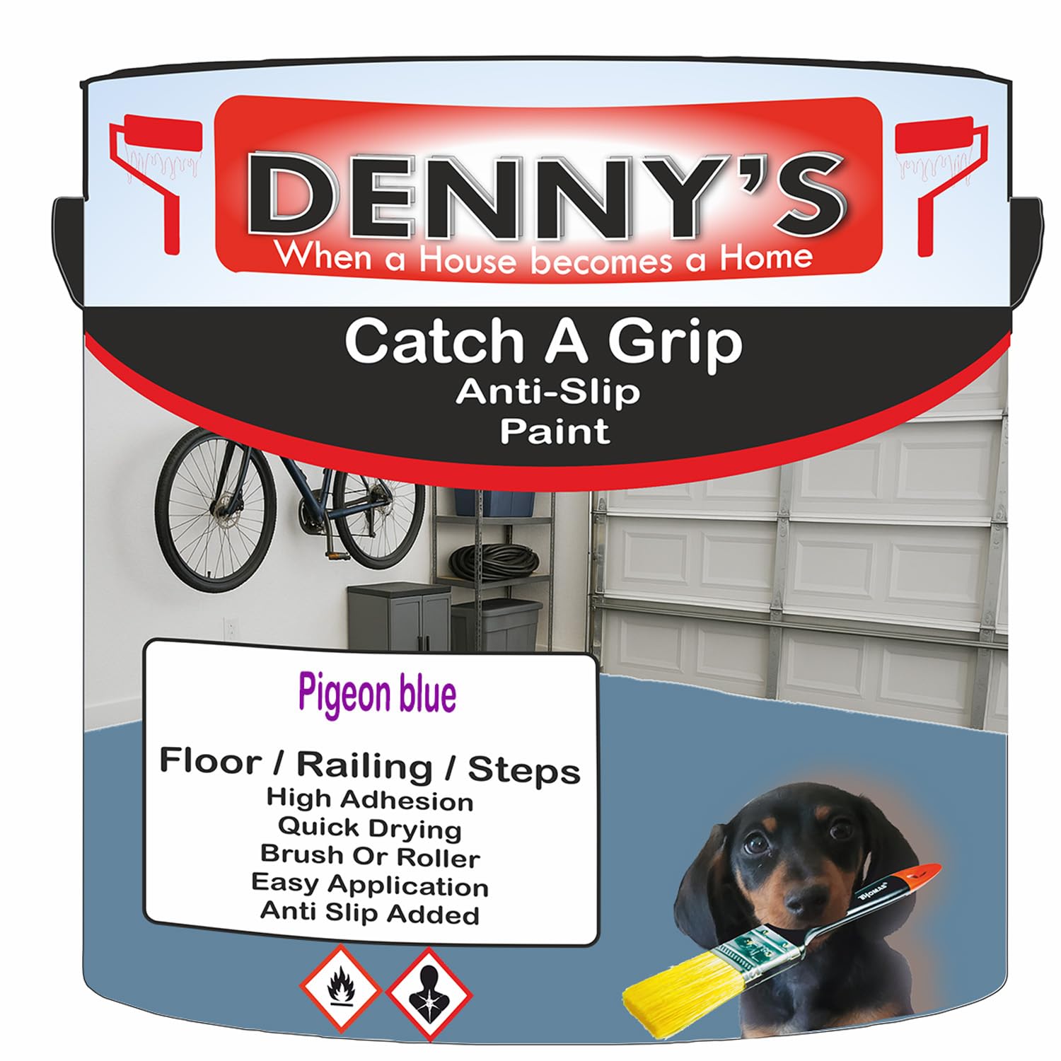 SCOOBYS PAINTS BACK IN THE MIX Catch A Grip Anti Slip Floor Paint – Non Slip Coating for Steps, Railings & Garages – 170 Colours, High Adhesion, Quick Dry, Multiple Sizes (Pigeon blue, 250ml Tin)