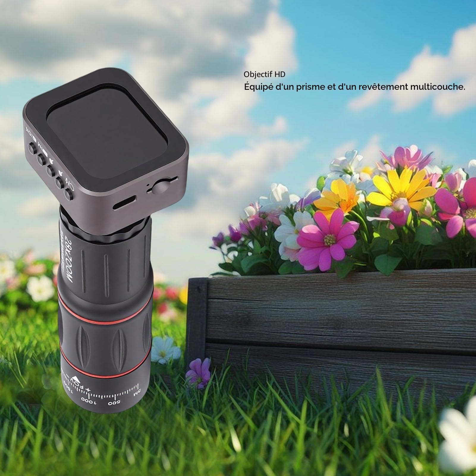 Tosuny Appareil Photo Numérique Monoculaire Zoom 18x avec écran intégré, Mini Caméra Compacte pour Les Concerts, L'observation des Oiseaux, Les Voyages et Les Aventures en Plein Air