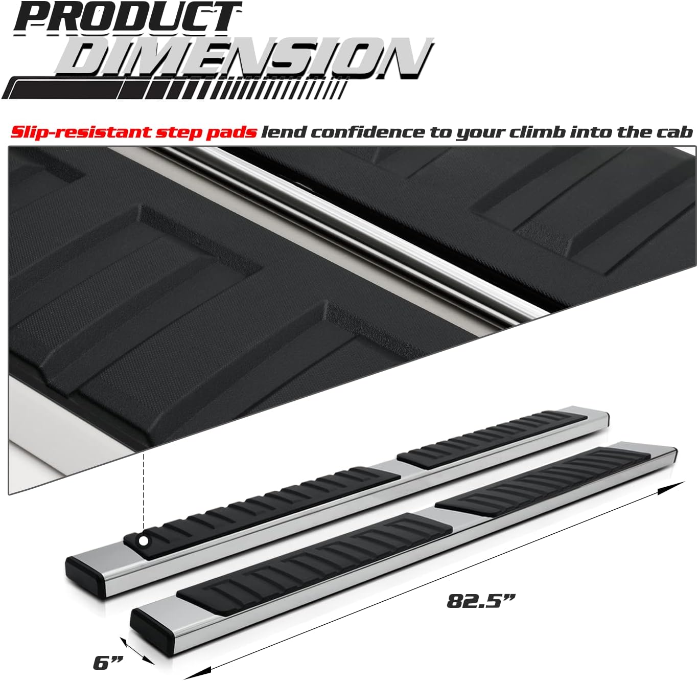 M-Auto 6.75" Running Boards Side Step Bars Compatible with 2019-2025 Chevy Silverado GMC Sierra 1500 2500HD 3500HD Crew Cab, Stainless Steel Side Step Nerf Bars, Polished Chrome