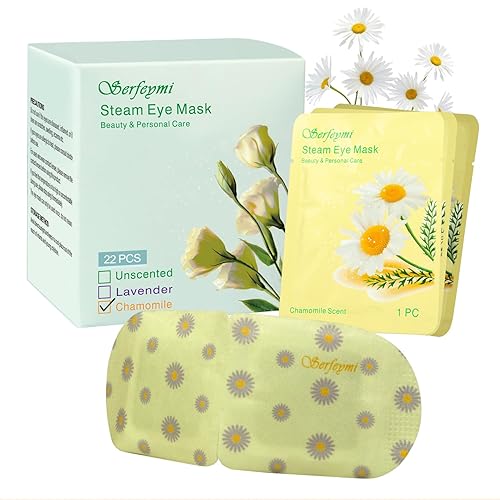 Serfeymi Paquete de 22 máscaras de ojos de vapor, máscara de ojos calentada que promueve el sueño, parche para los ojos autocalentables, máscara