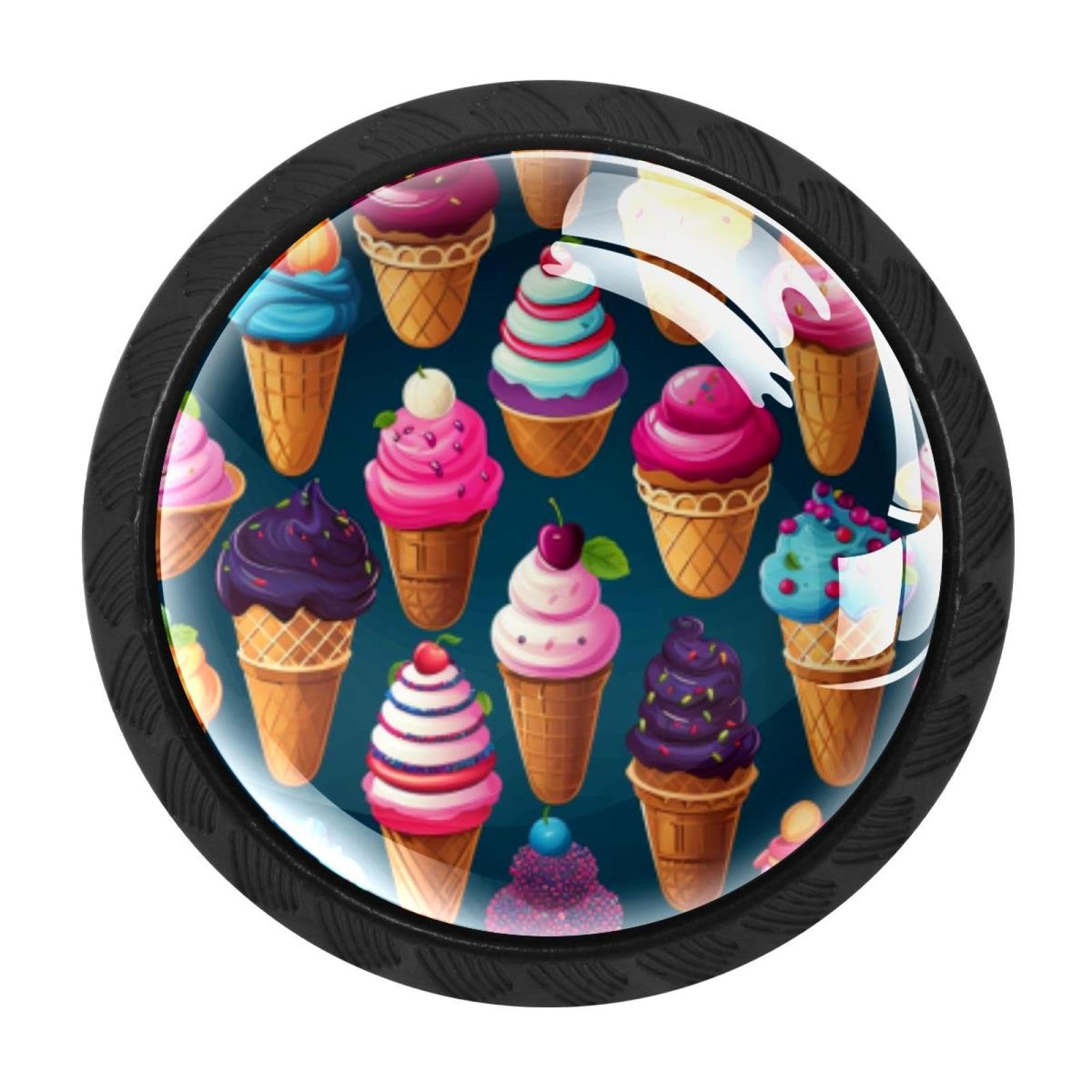 Chenzzzz Multicolored 05 4 Pack Black Ice Cream Kitchen Handles, Cabinet Pulls Hardware For Cupboard Drawer Knobs Dresser Pulls