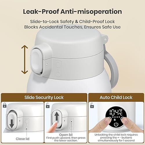 Miniatura 4 de Calentador de botellas portátil para viajes, calentador de botellas de 17 onzas con calentamiento de 2 minutos, control preciso de temperatura (98