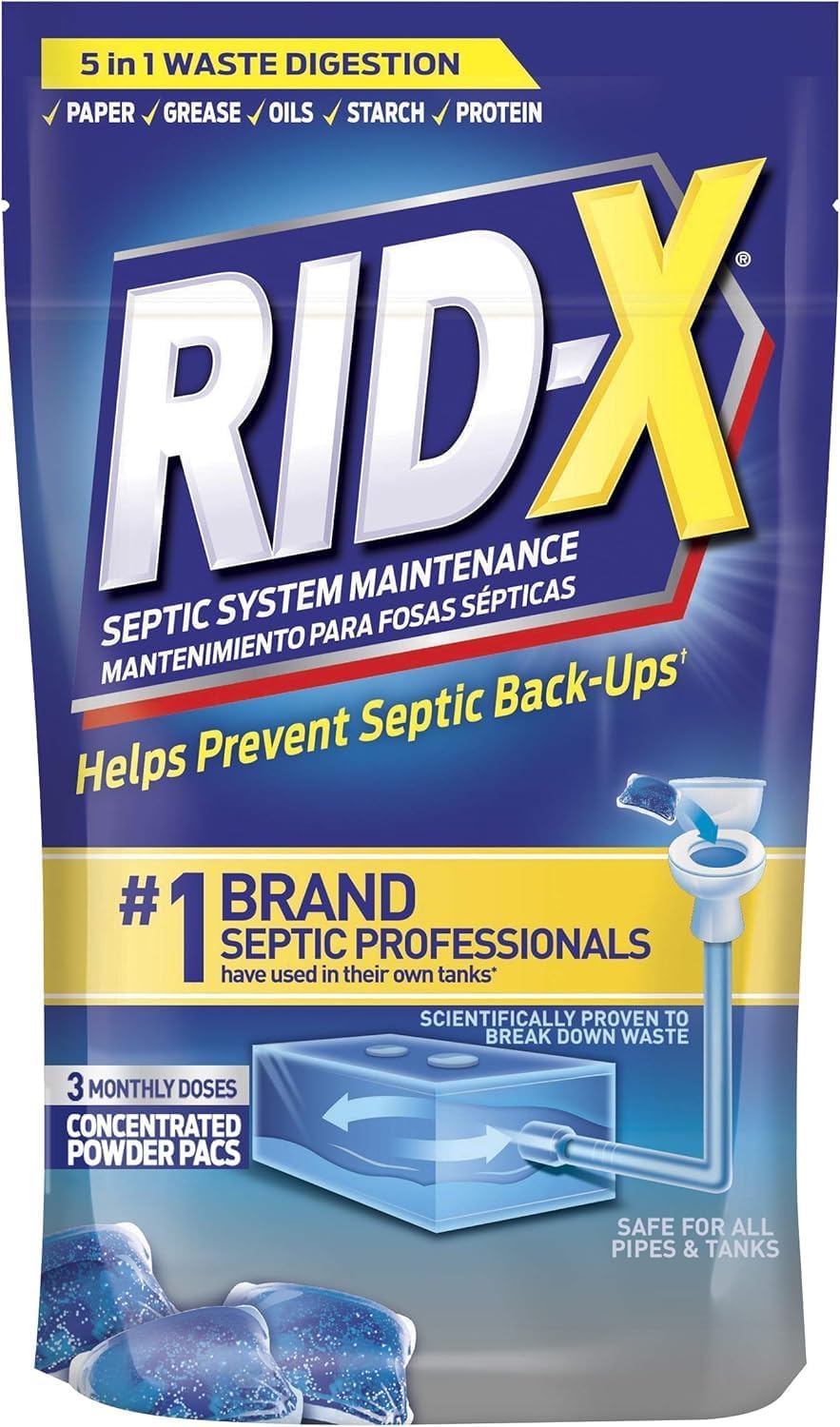 Rid-X Septic Tank System 3 Month Supply Dual Action Septi-Pacs Treatment, 3 Count, 3.2oz by Rid-X
