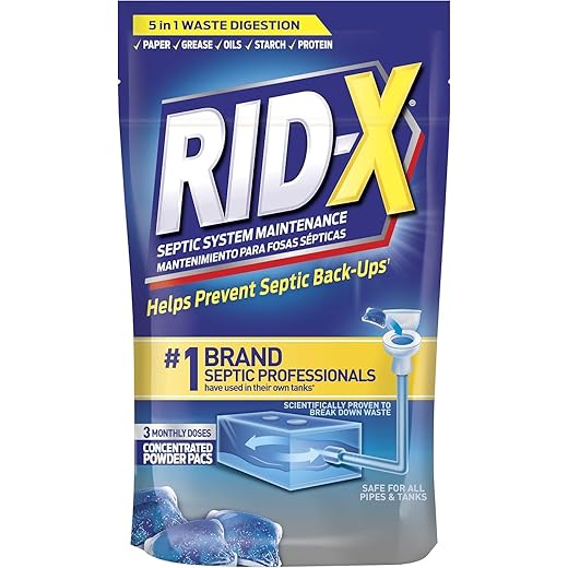 Rid-X Septic Tank Treatment Enzymes, 3 Month Supply Septi-Pacs, 3.2oz