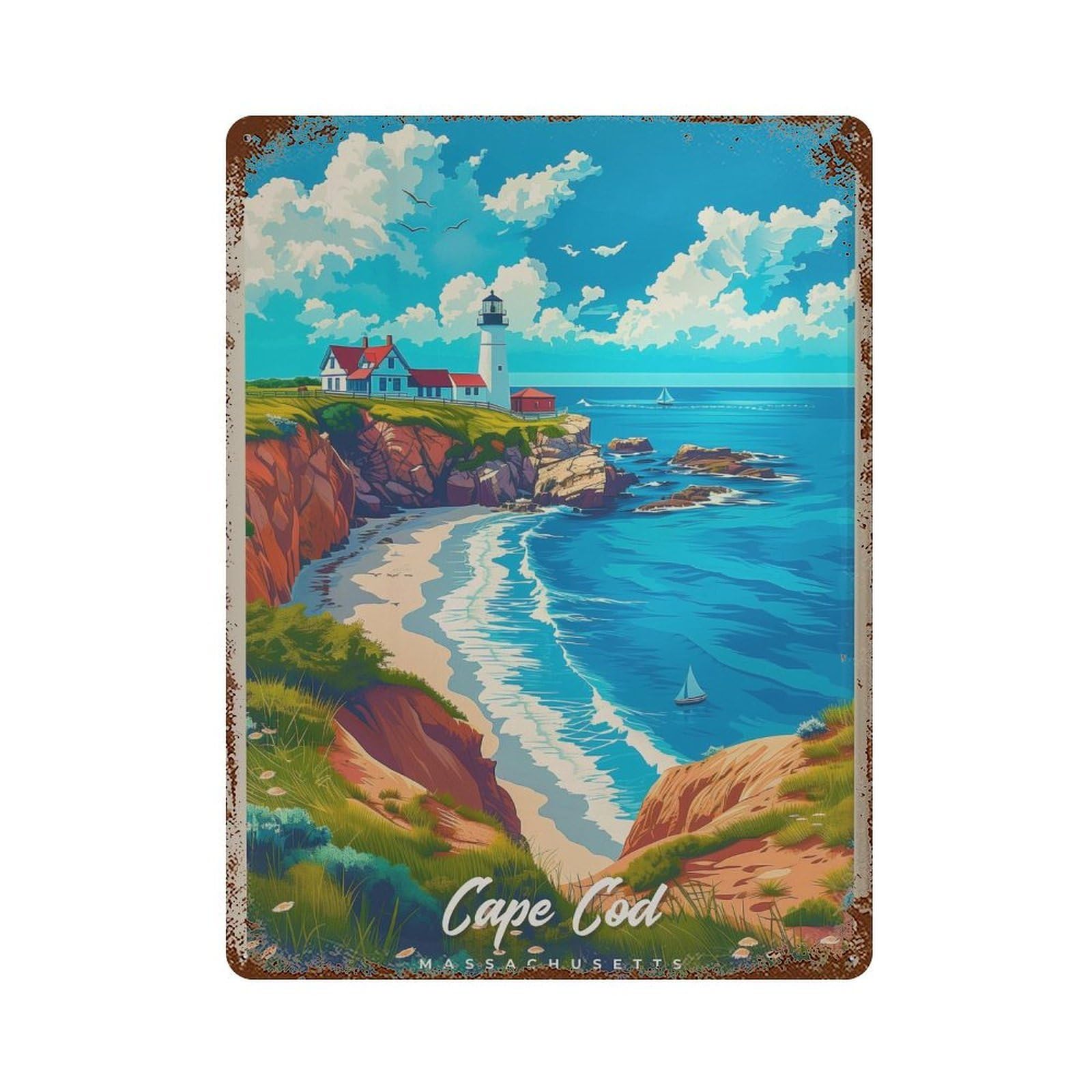 xiaoxiaoshen Cape Cod Travel Massachusetts Coastal Wall Decor Art Metal Tin Poster Modern Home Decor Art Home Bar Shop Decorations Vintage Sign 40x30cm