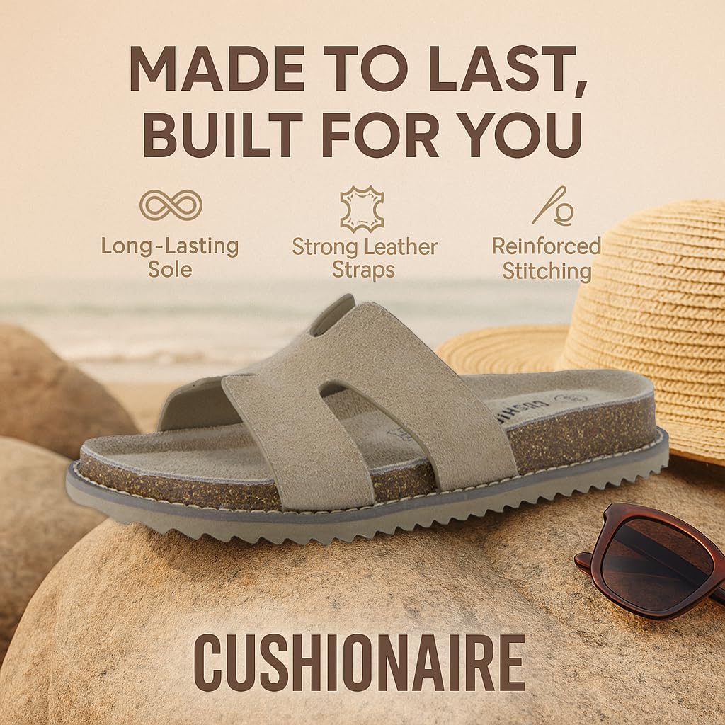 CUSHIONAIRE Women's Wisdom Cutout Leather Slide Sandals - Image 7