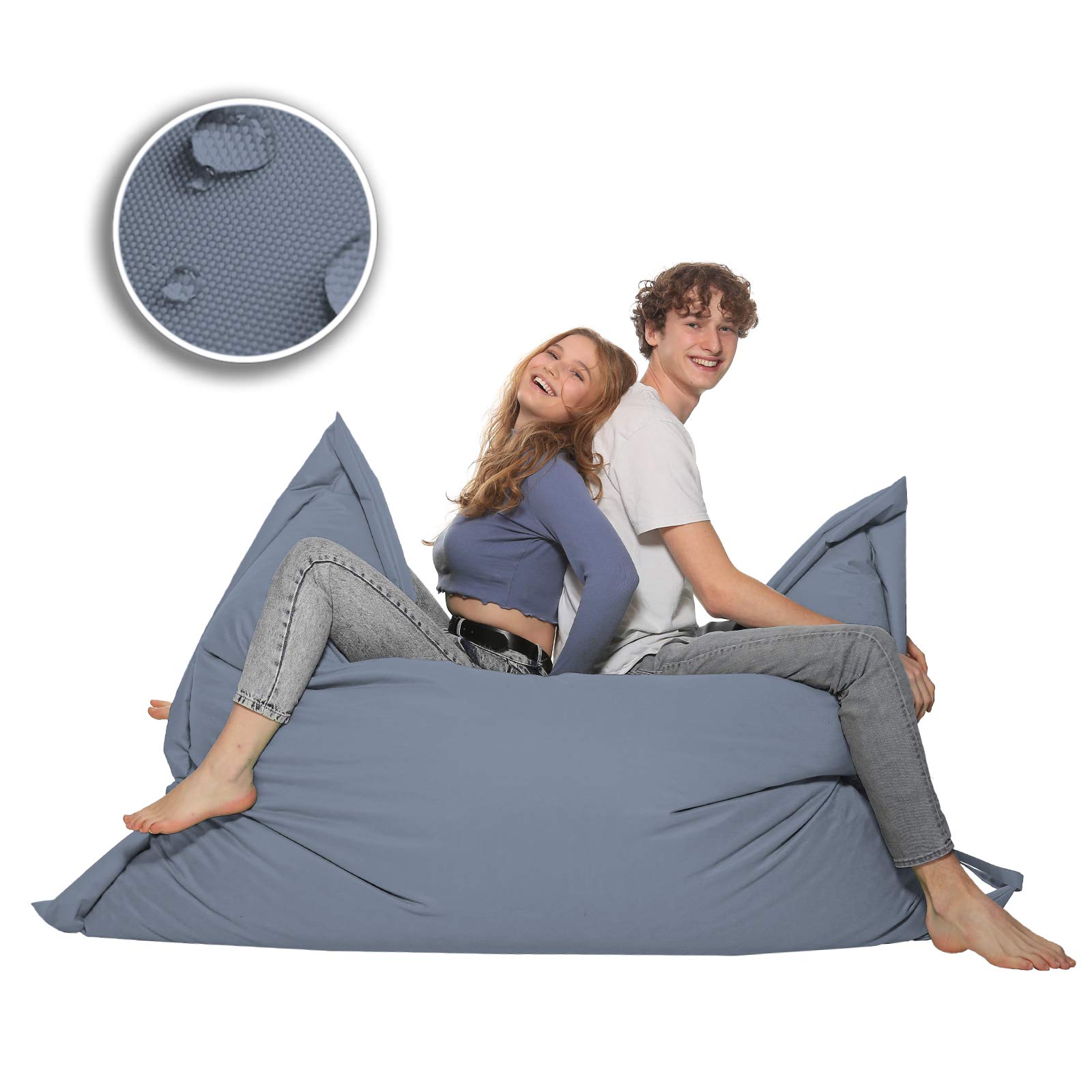 Sitzsack 2-in-1 Funktionen Riesensitzsack für Erwachsene & Kinder - Gaming & Entspannen - Indoor & Outdoor da er Wasserfest ist - mit EPS Perlen, Farbe:Anthrazit, Größe:140x160 cm