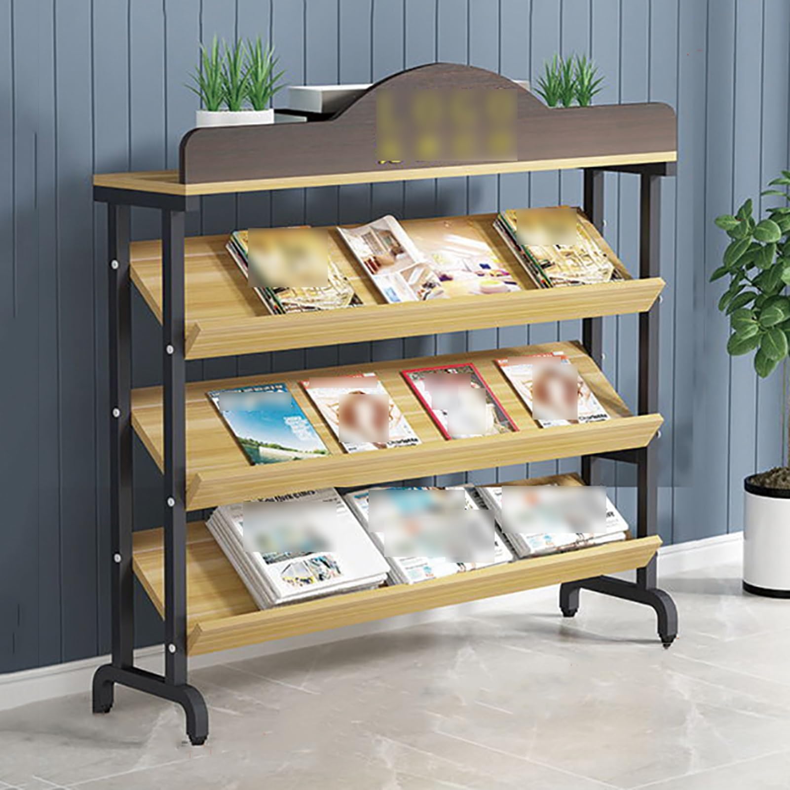 Portariviste da pavimento in legno in vinile, con piedini antiscivolo, perfetto per riporre album, libri, riviste e file (60 x 30 x 127 cm) elegante e funzionale organizer