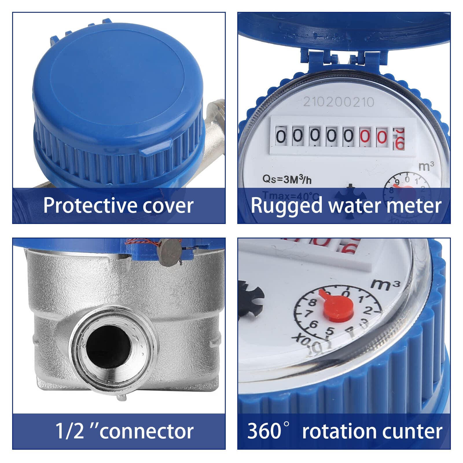 MUSISALY Gartenwasserzähler Glas - Transparente Abdeckung 7x7cm Geeicht