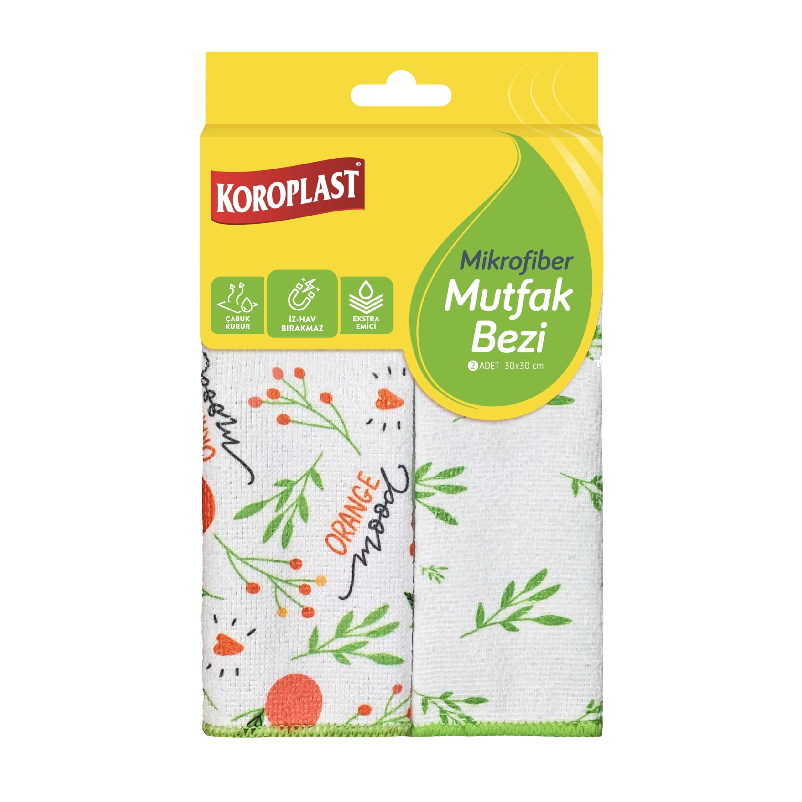 Koroplast Mikrofiber Mutfak Bezi 2'li Set, Hızlı Kuruyan Uzun Ömürlü Mikrofiber Temizlik Bezi Seti, Yüksek Toz ve Sıvı Emiş Gücü, Mutfak, Ofis, Ev için Tüy ve Çizik Bırakmayan Temizlik Bezi