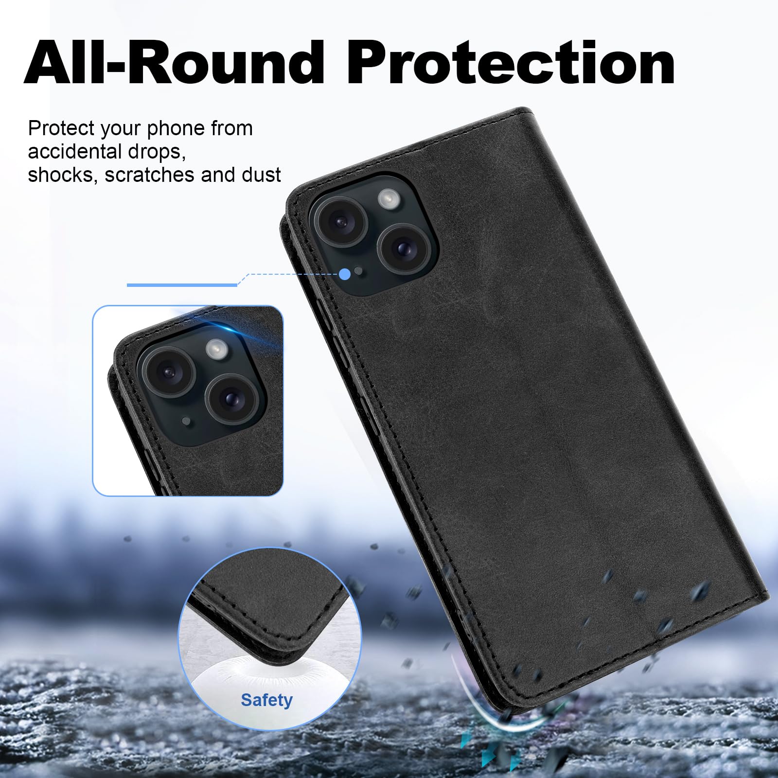 XTCASE Cover Magnetica per iPhone 15 [Compatibile con Magsafe], Custodia Portafoglio Pelle PU Flip Libro Premium [Rimovibile 2 in 1] [Slot Schede
