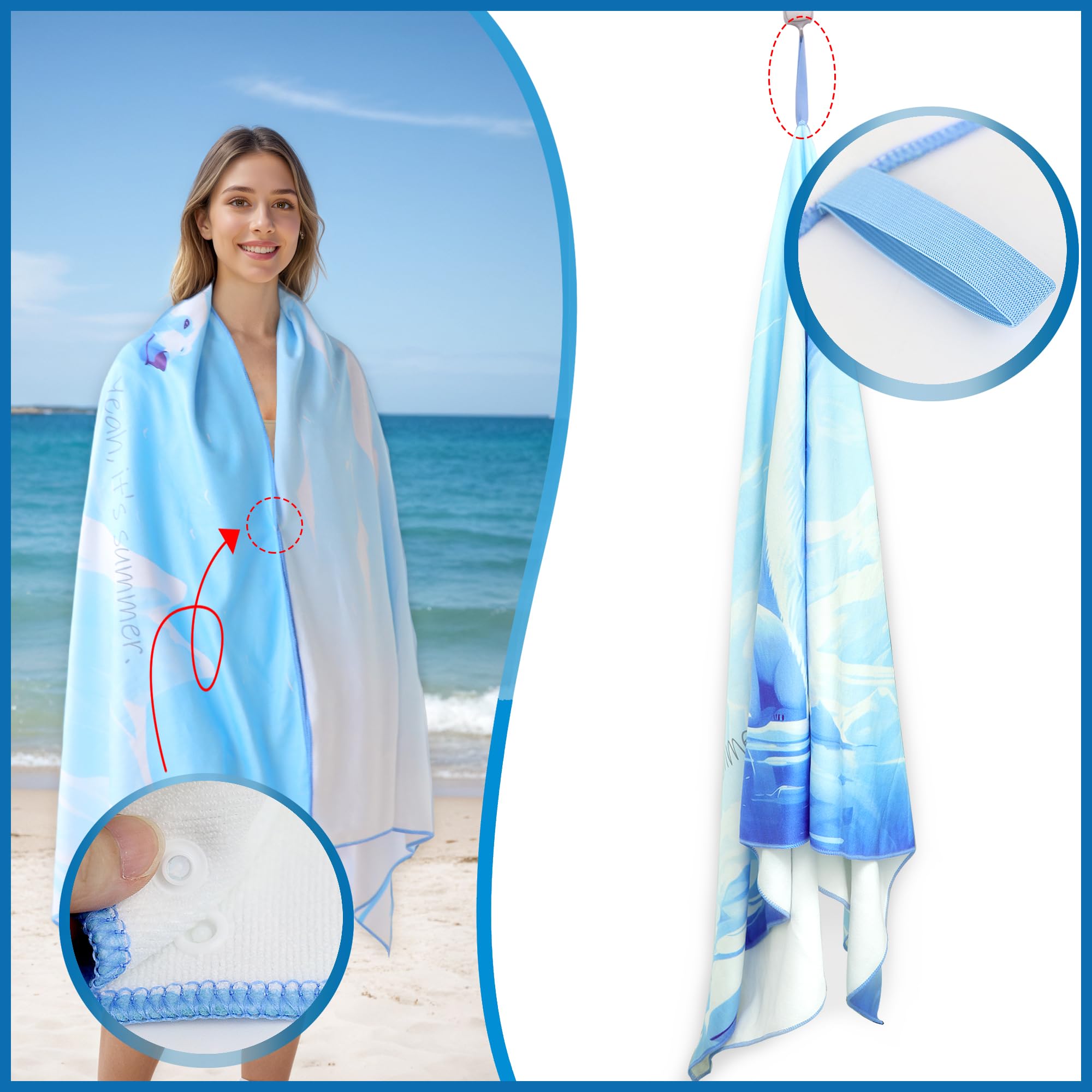 Ręcznik plażowy 180 x 90 cm, ręcznik plażowy, z mikrofibry, duży | Ręczniki plażowe z mikrofibry ręcznik plażowy XXL do pływania, na plażę, podróż, odporny na piasek