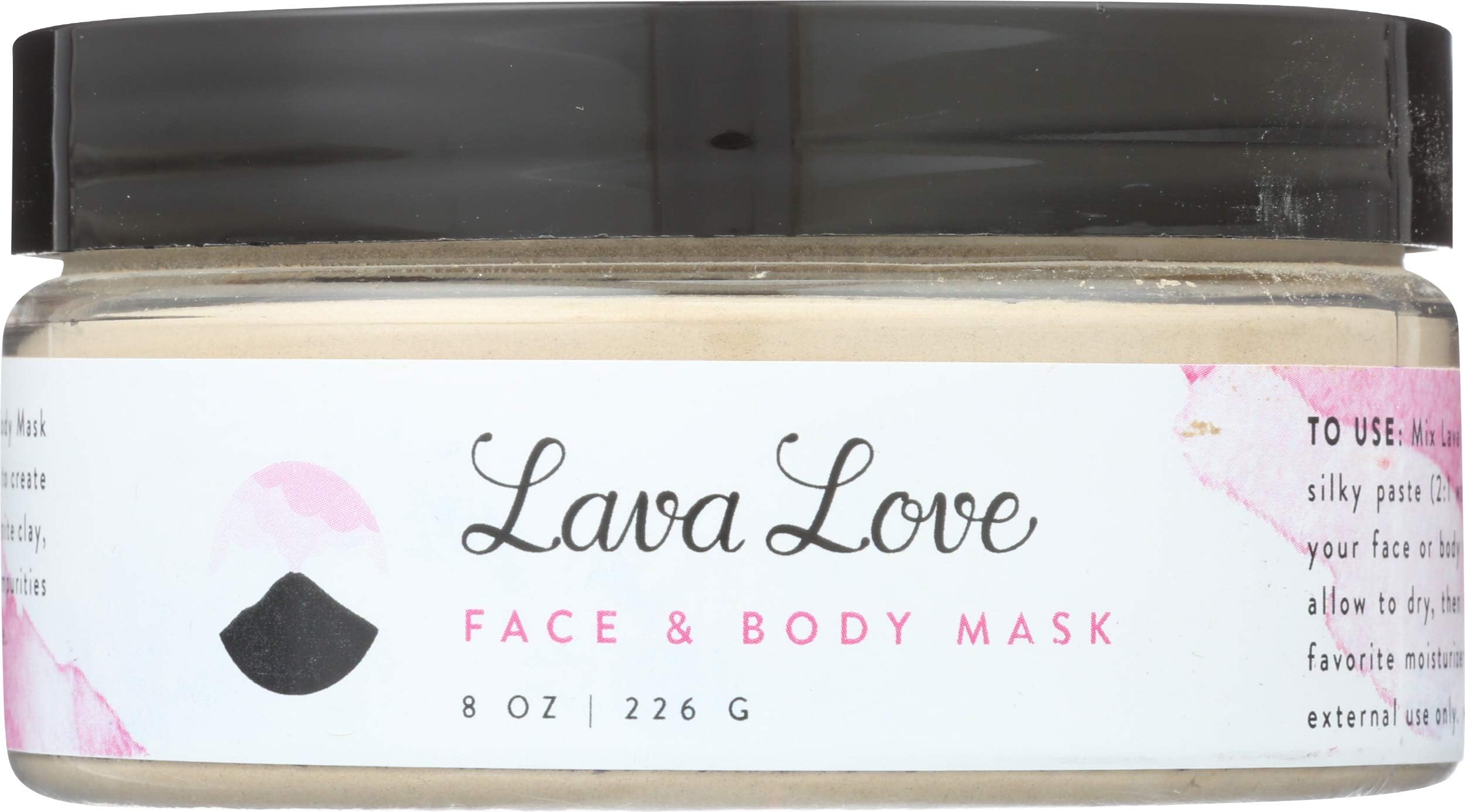 Lava Love Vegan and Organic Face and Body Mask, made with Volcanic Ash (Bentonite, Zeolite & Charcoal) From Oregon, 8 oz