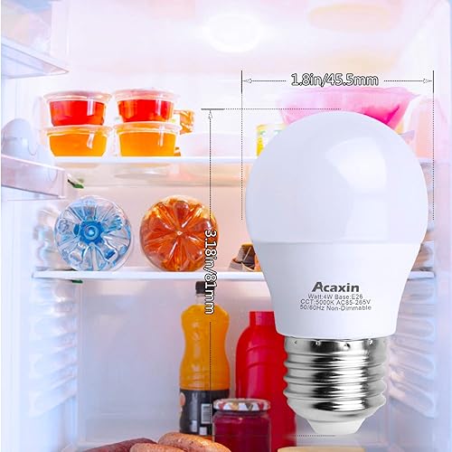 Miniatura 4 de Acaxin - Bombilla LED para refrigerador de 4 W, equivalente a 40 vatios, impermeable, para congelador y refrigerador, IP54, 120 V, E26, luz diurna