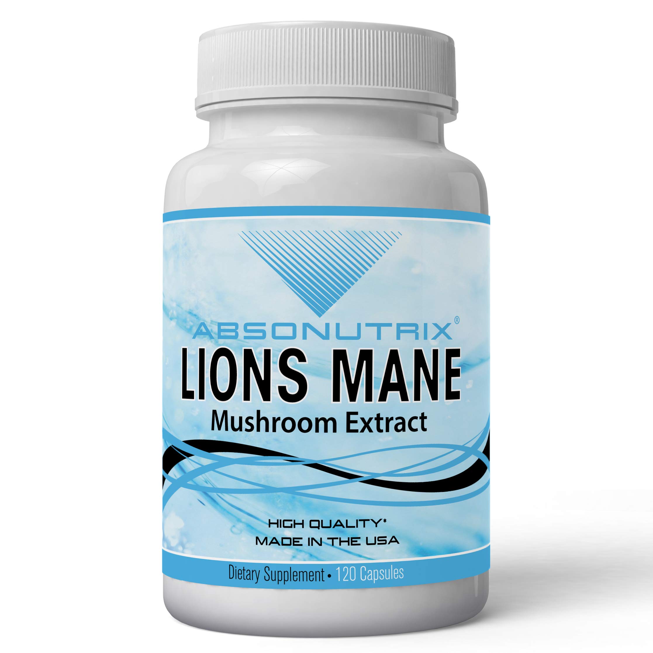 Absonutrix Lion's Mane Mushroom Extract 120 Capsules, Supports Immune System, Helps Improve Cognitive Health, Quality Potent Ingredients, Made in USA