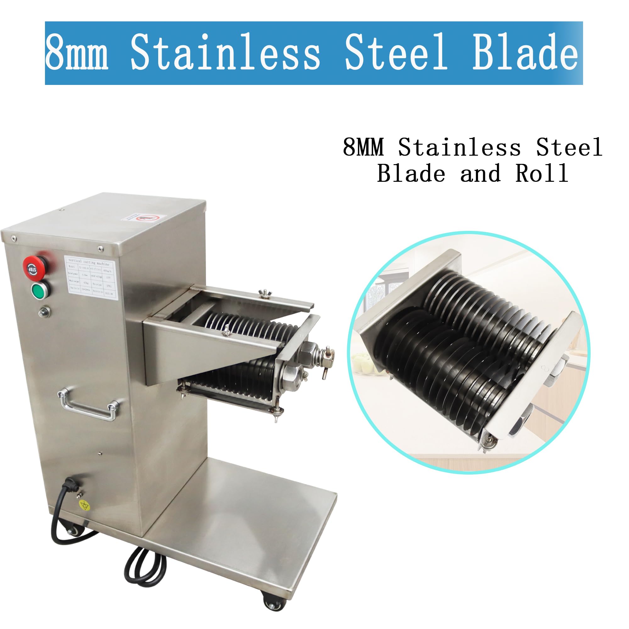 HQHAOTWU Meat Cutter Commercial Meat Cutting Machine TJ-130L-B Fresh Meat Shredded Machine 750W Standard Feed Port 8mm Blade