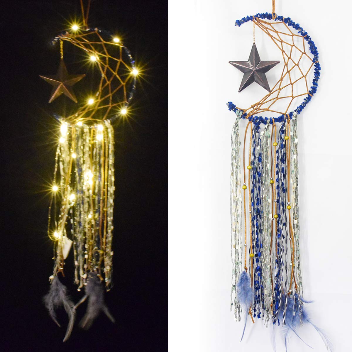 elify E-Ronic Dreamcatcher Gift Handmade Dream Catcher Net with Feathers Wall Hanging Decoration Ornament