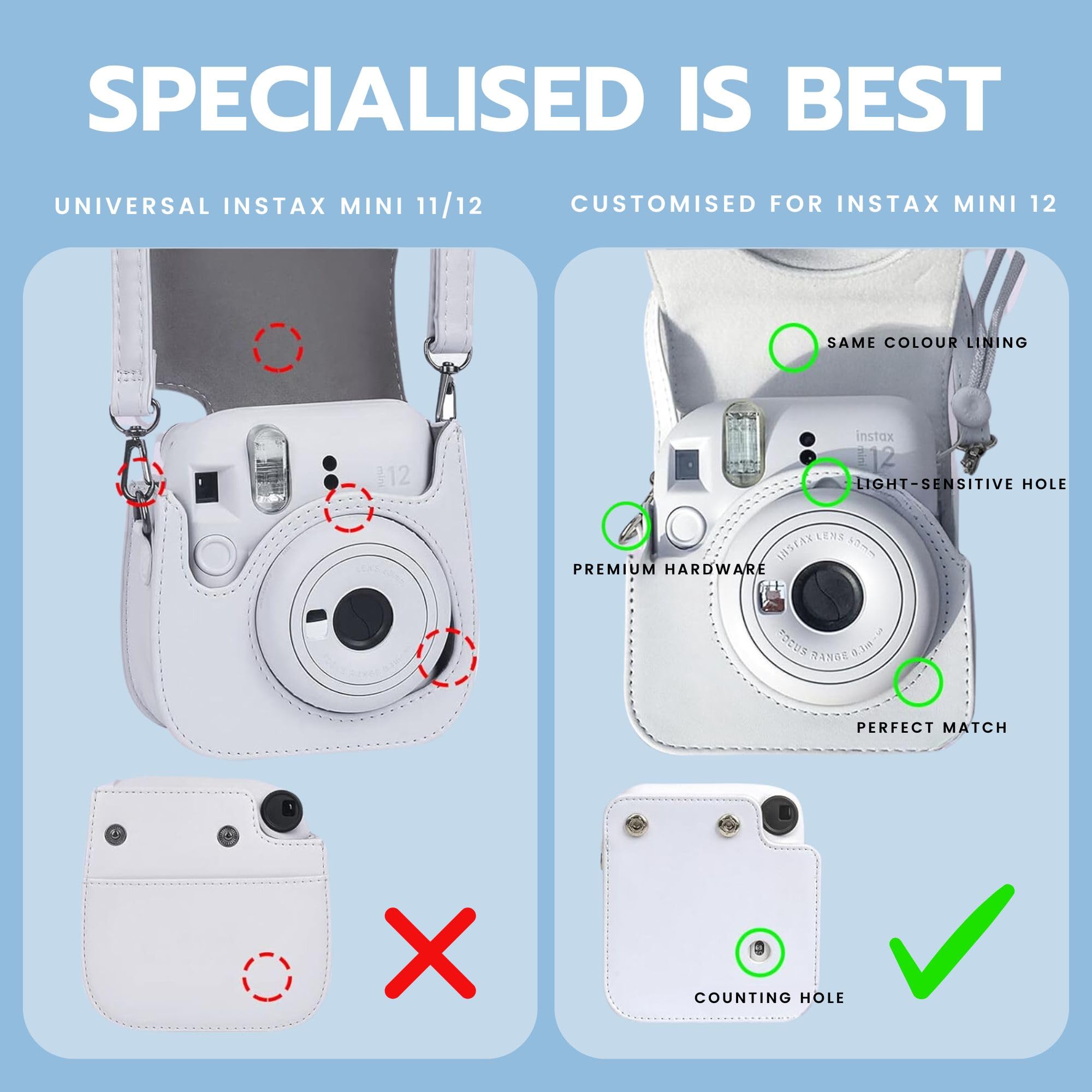 Clikoze Instant Camera Bundle with Fujifilm Mini 12 Pastel Blue Camera, Fujifilm 40 Shot Mini Film, Clikoze Mini 12 Case - Image 4