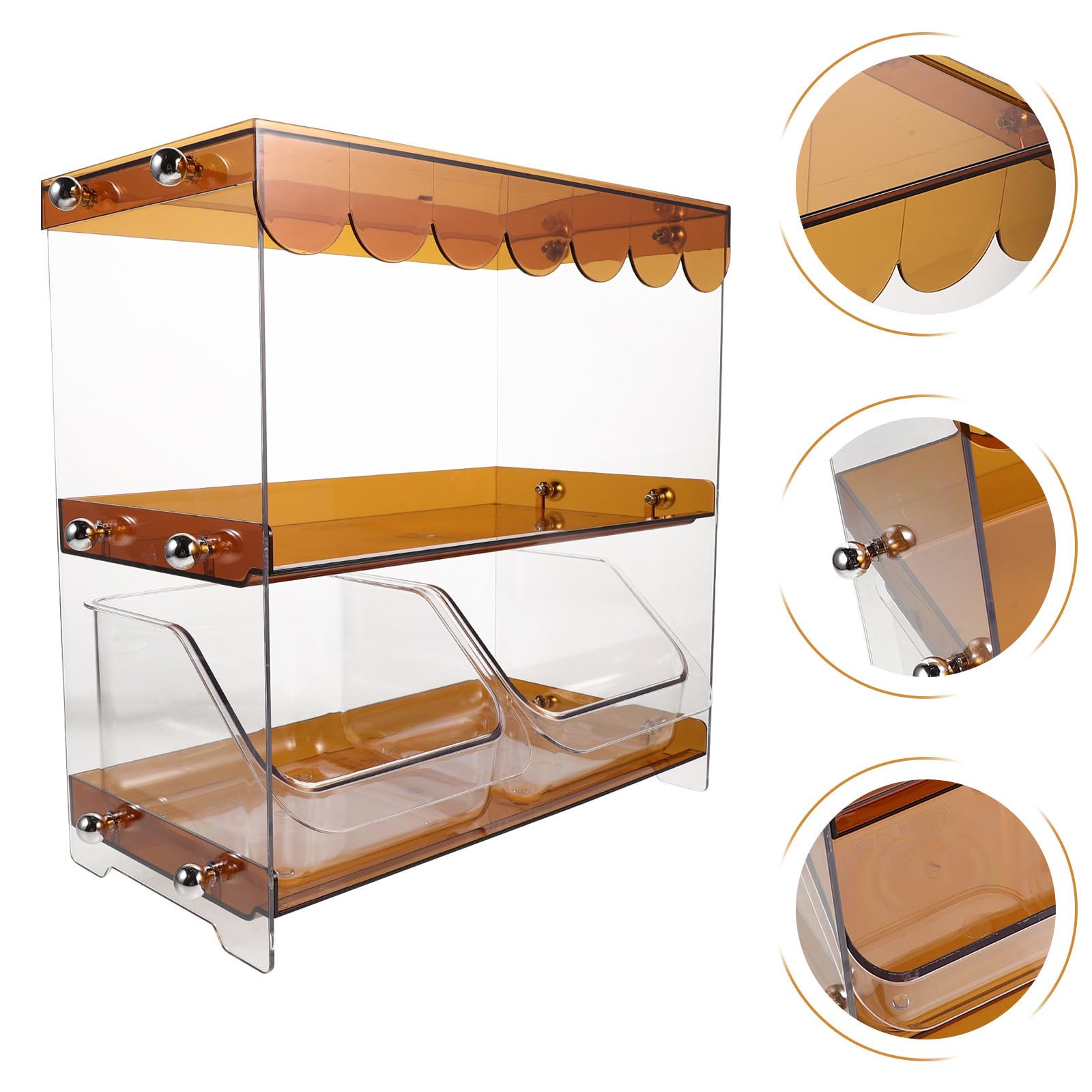 OUNONA Caja Organizadora Material Pet con Diseño Ahorrador de Espacio 2 Niveles con Cajón Extraíble y Compartimentos Múltiples para Bolsas de Té para Cocina u Oficina