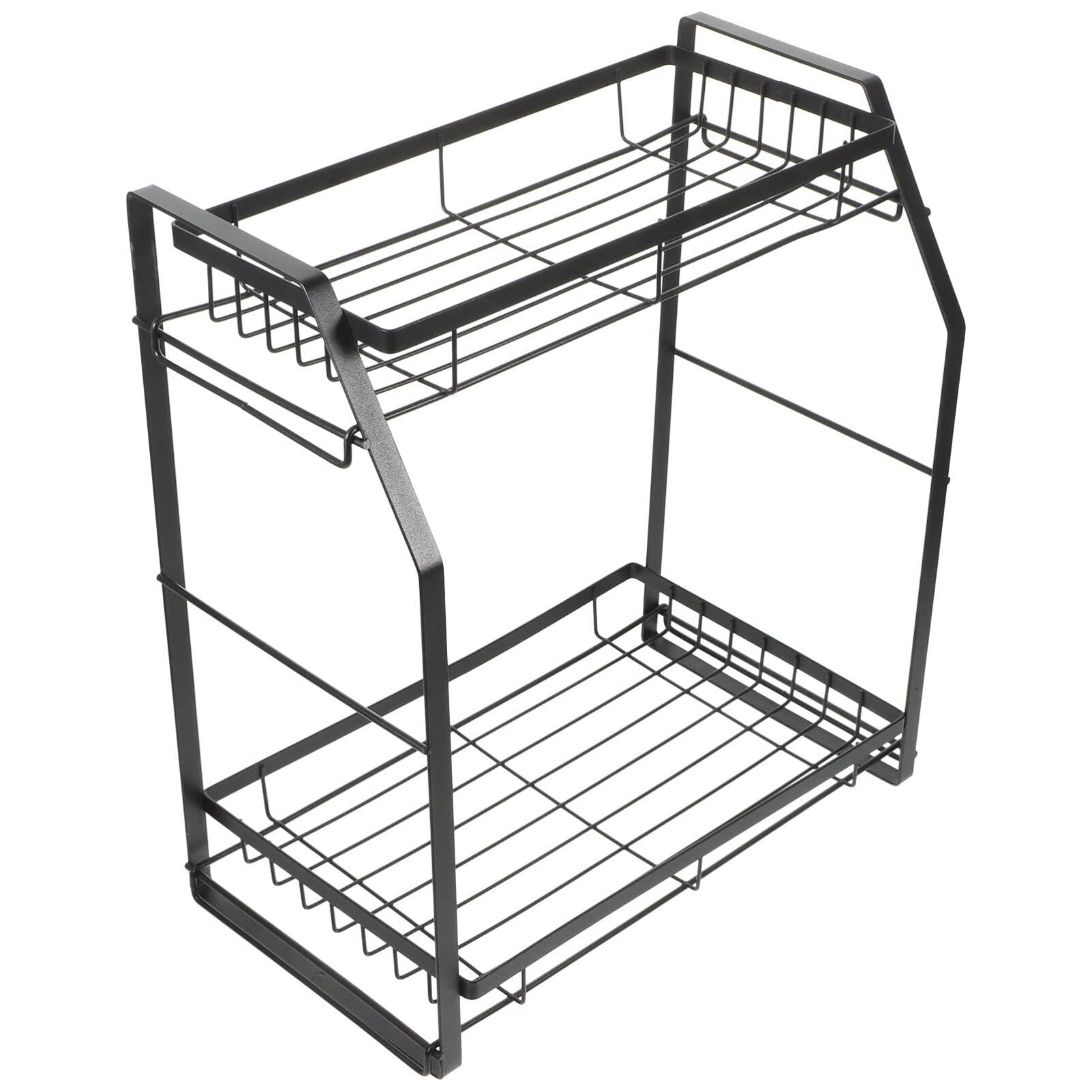 Kichvoe Scaffale Portaspezie in Ferro Doppio Strato Staccabile per Cucina Nero Organizer per Condimenti e Spezie