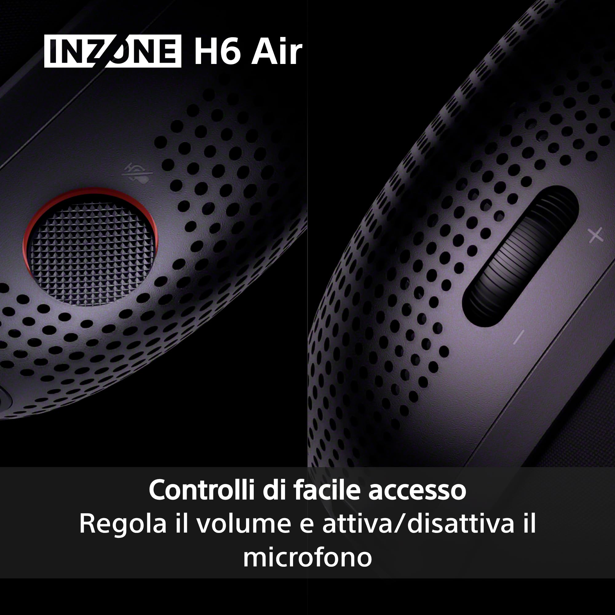 Sony INZONE H6 Air Cuffie gaming open-back cablate con 360 Spatial Sound, design ultra leggero da 199 g, microfono boom rimovibile, equalizzazione personalizzata con INZONE Hub – per PC/PS5, Black